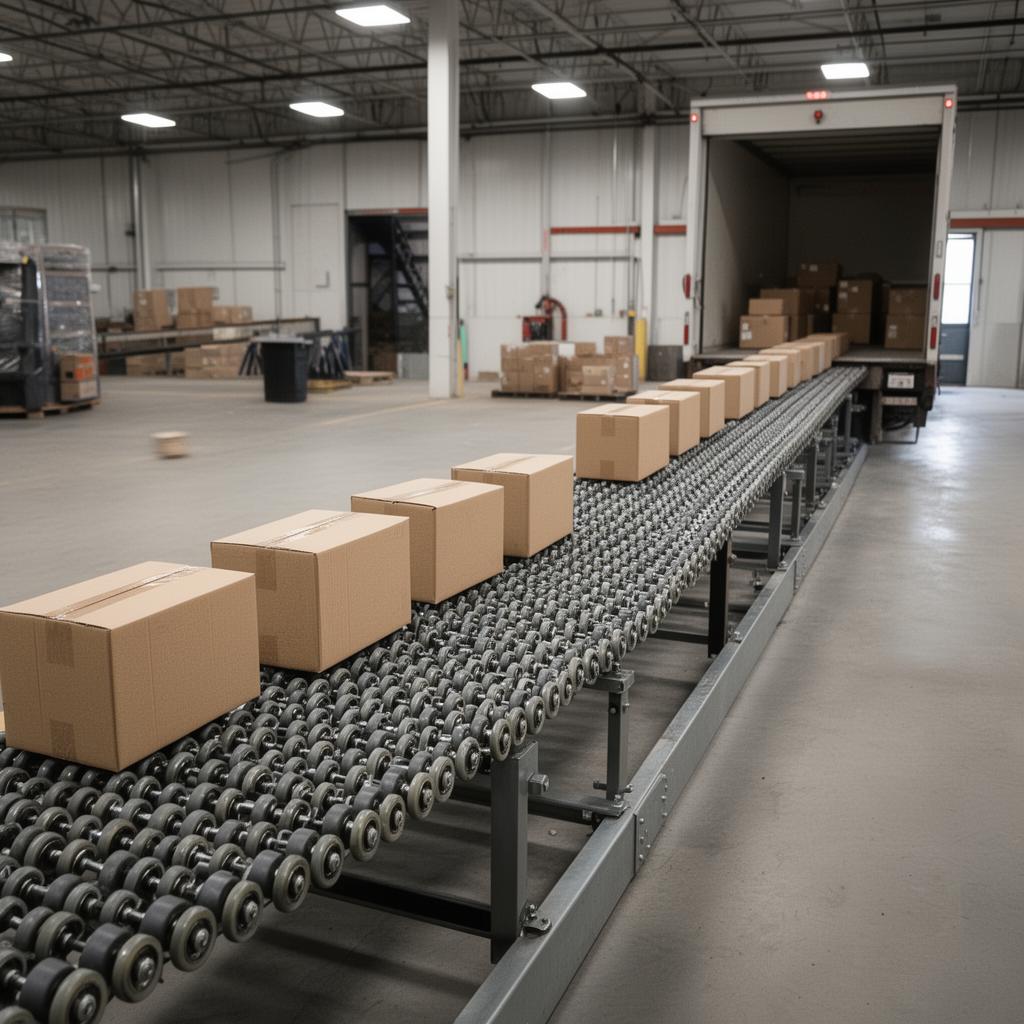 Skatewheel gravity conveyor system for lightweight packages